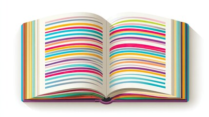 Colorful Open Book with Multicolored Striped Pages