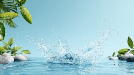water drops on green leaves
