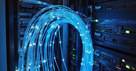 Fiber optic cables in server room