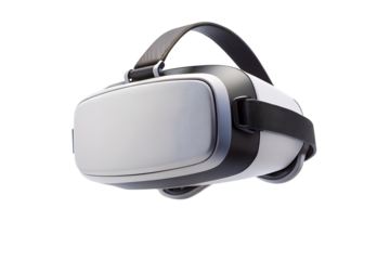 A modern virtual reality headset with a sleek design, offering an immersive digital experience isolated on transparent background