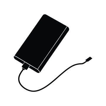 black external hard drive with cable clip art preview