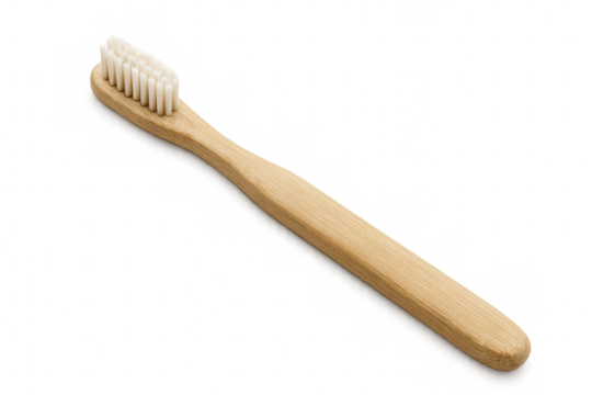 Eco-friendly bamboo toothbrush promoting sustainable oral hygiene practices, isolated on transparent background