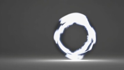 Illustrate energetic transformation through K animation where glowing white ring expands textured sphere waves light dancing surface creating captivating motion logo reveals science intros meditation