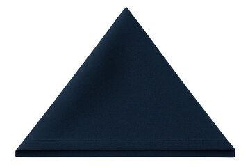Fototapeta premium Dark blue cloth dinner napkin folded into a triangle shape on a transparent background