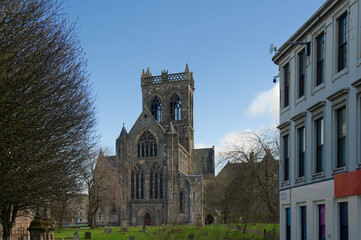 Paisley Abbey during summer under blue sky