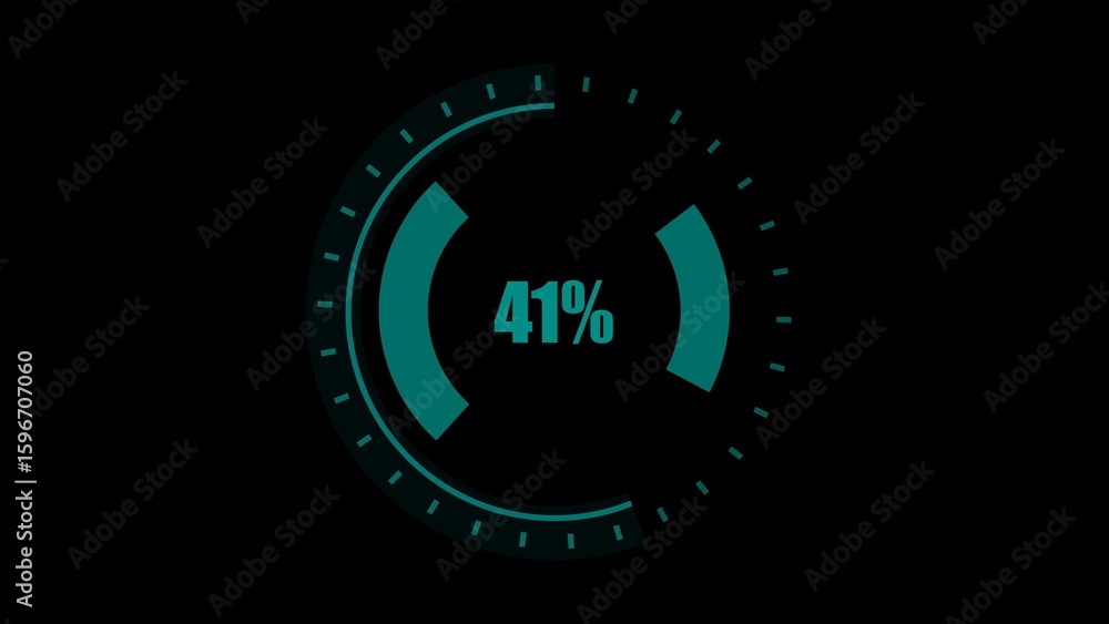 Poster digital progress indicator showing forty one percent on a black background for technology concepts