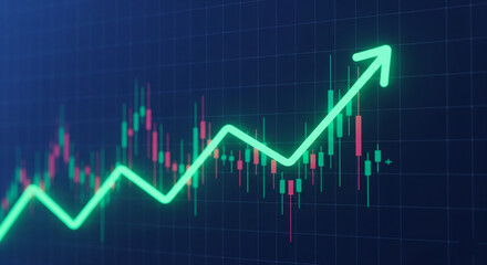 Financial Growth Chart A Visual Representation of Market Progress and Investment Success with an upward trending green arrow.