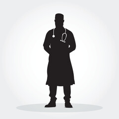 Muslim Doctor Silhouette Vector – Islamic Medical Character in Traditional Dress