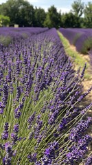 Obraz premium A field of lavender in full bloom with beautiful purple flowers