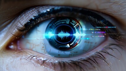 Biometric Eye Scan: Futuristic Technology and Voice Recognition