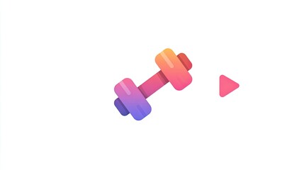 Colorful Pixel Art Dumbbell and Play Button Illustration