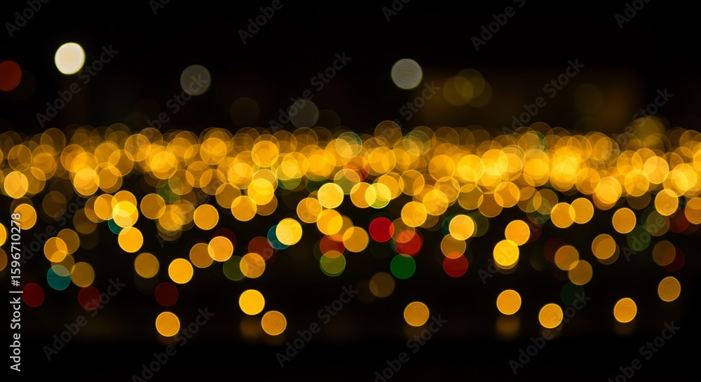 Poster a mesmerizing bokeh effect with warm golden lights and subtle colorful accents