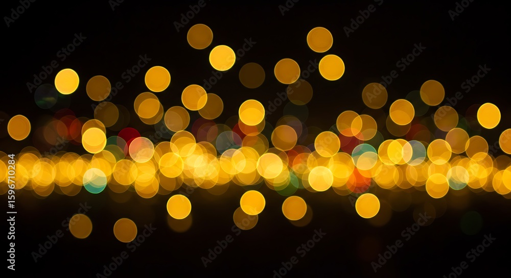Poster a mesmerizing bokeh effect with warm golden lights and subtle colorful accents