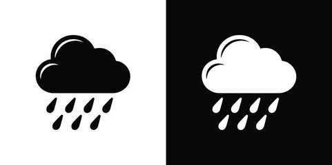Raining Cloud Icon, Weather Element With Droplets, Rainy Season Symbol Signage 79 characters