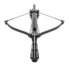 A black crossbow with a scope isolated on transparent background