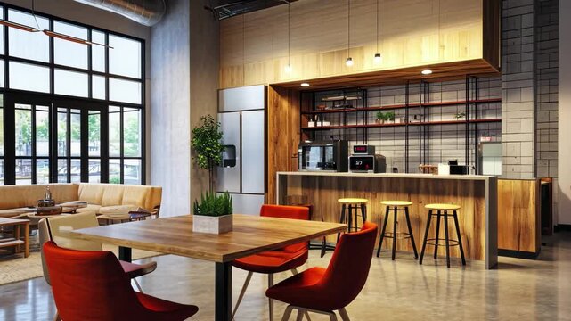 Modern coworking space with a hot desk setup ideal for productivity and collaboration, Slider shot of hot desk in productivity co working office space