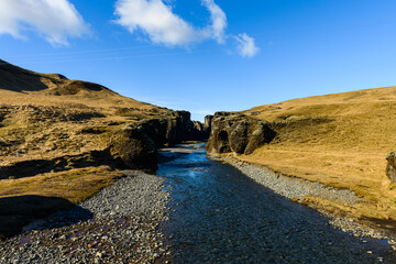 Beautiful Fjadrargljufur canyon in southern part of Iceland