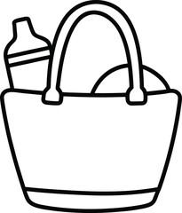 Beach Bag with Essentials Line Art
