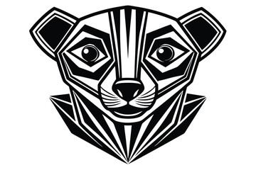 Stylized ring tailed lemur face showcases bold geometric lines and intricate design