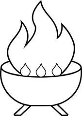 Fire Pit and Marshmallows Line Art Drawing
