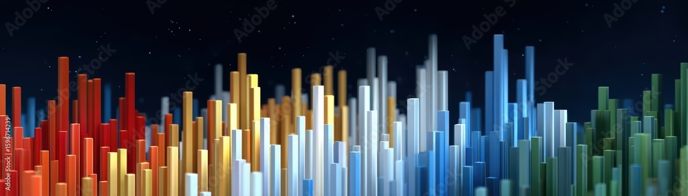 Poster colorful abstract bar graph in dynamic wave pattern