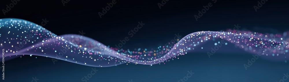 Aufkleber abstract wave with colorful light particles on dark background