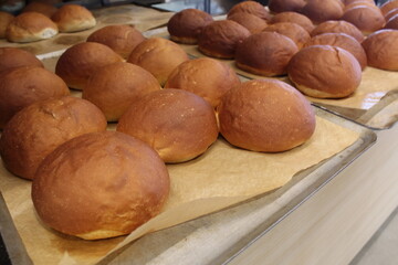 Cooked Burger Buns Side View