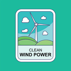 Modern Wind Turbine Generating Renewable Energy on Green Hills Under a Clear Sky. Sustainable Technology for a Brighter, Eco-Friendly Future