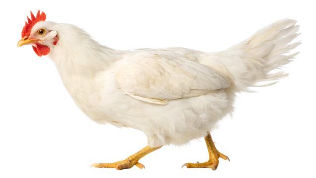White Chicken Standing Isolated - Full Body Poultry Bird