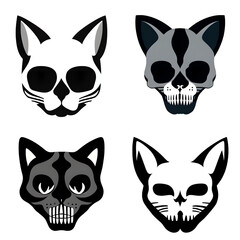 Obraz premium Cartoon Skull Cat Sticker Pack