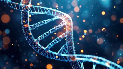 Research on blue DNA helix structure conducted by medicine doctors in a laboratory setting, Medicine doctor research blue helix DNA structure , science for healing people concept - Powered by Adobe
