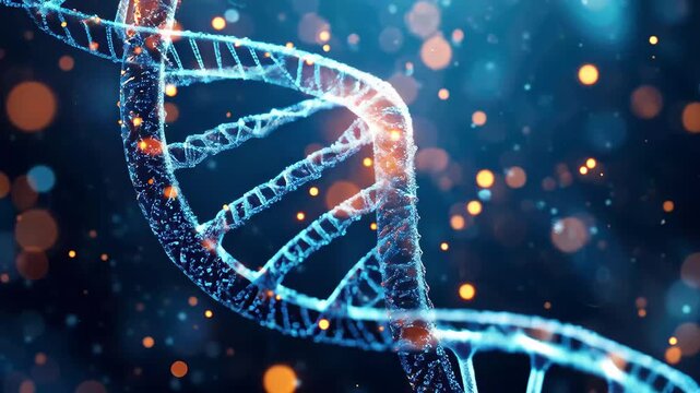 Research on blue DNA helix structure conducted by medicine doctors in a laboratory setting, Medicine doctor research blue helix DNA structure , science for healing people concept