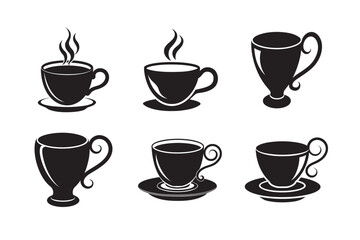 silhouette cup set bundle on the white background