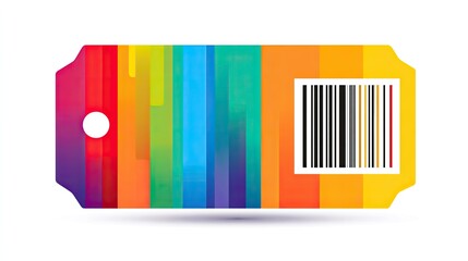 Colorful Rainbow Striped Tag with Barcode