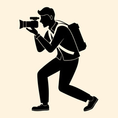 silhouette of a man with camera