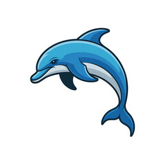 Obraz premium A delightful cartoon dolphin with a friendly expression is isolated on transparent background, perfect for adding a touch of marine magic to your designs