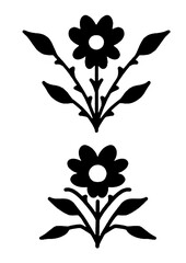 Decorative black floral design with leaves, perfect for patterns or borders