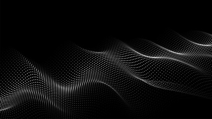 Abstract digital wave of particles. Futuristic point wave. Technology background vector. Vector illustration	