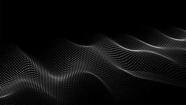 Abstract digital wave of particles. Futuristic point wave. Technology background vector. Vector illustration	