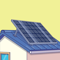 Rooftop Solar Panel on a House Generating Clean Renewable Energy Sustainable Home Power Solution for Eco-Friendly Living and Future