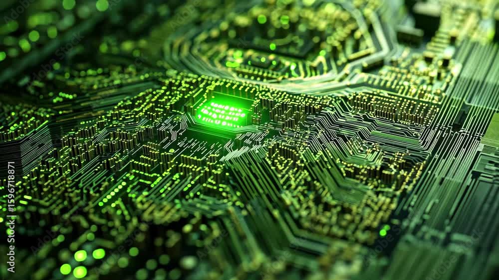 Poster Green computer code abstraction creating a seamless digital landscape for technological themes, Green computer code abstraction Seamless 3D