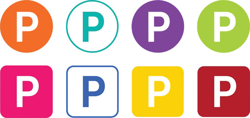 Colorful parking signs vector illustration parking symbol graphic design set