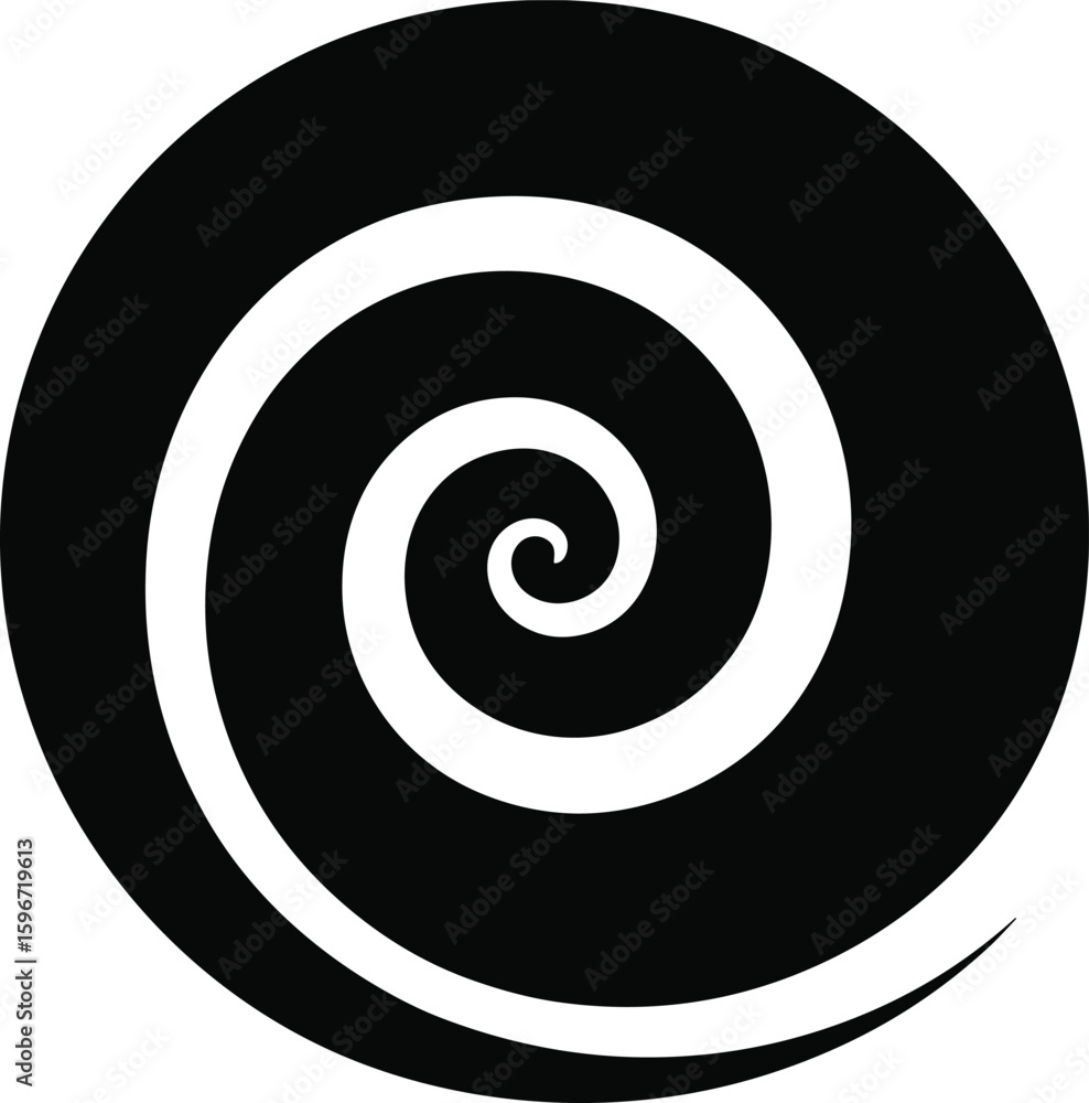 Aufkleber modern circular swirl design in black and white with a simple and elegant aesthetic