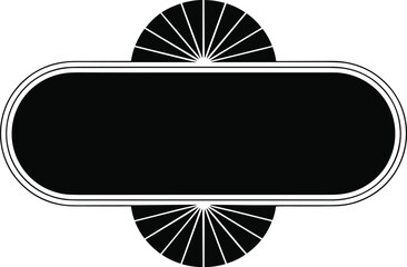 Elegant art deco style blank banner with decorative fan elements in black and white
