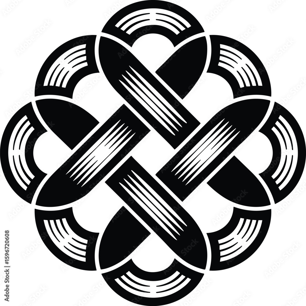 Poster intricate celtic knot design in black and white seamless pattern for decorative usage
