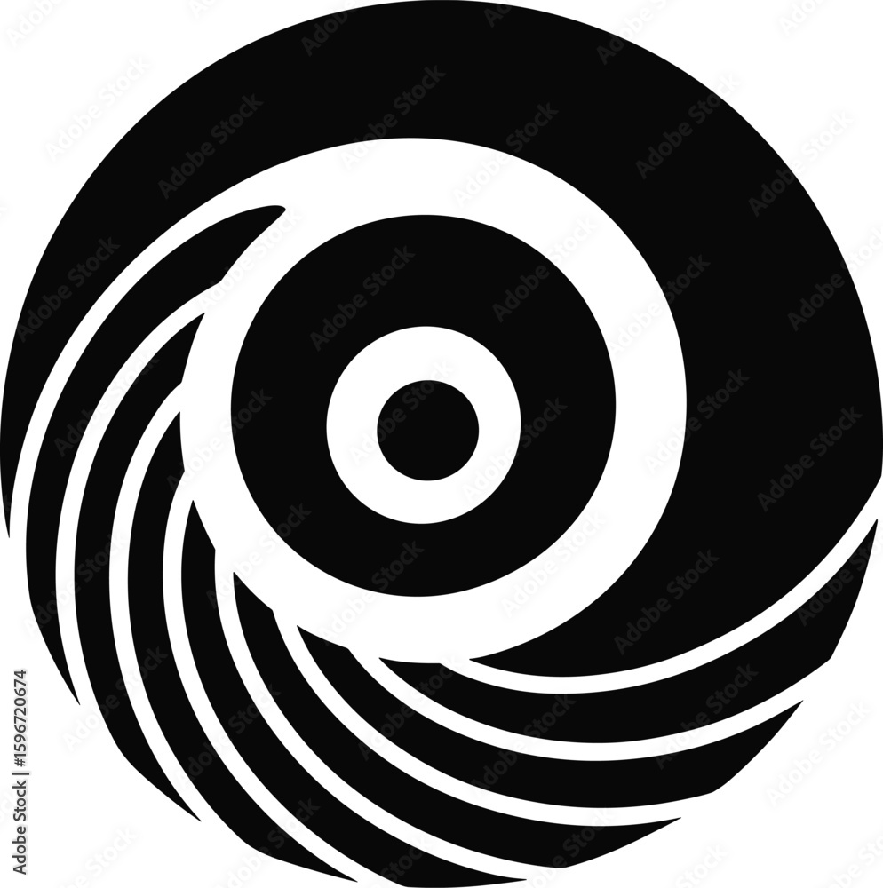 Poster abstract black and white geometric design circular pattern for creative conceptual projects