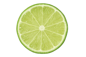Lime slice showcasing juicy segments, bright green rind glistening against transparent backdrop