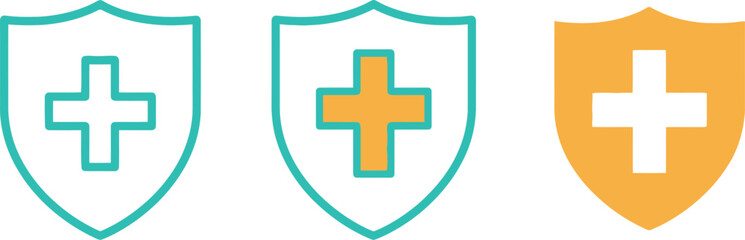 Obraz premium Medical shield logo design for healthcare protection and insurance concept