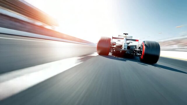 Formula High-speed racing car in motion on track with blurred background showcasing dynamic action
