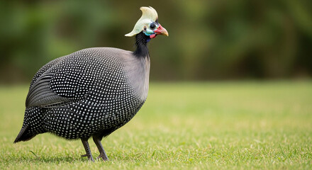 guinea fowl on the grass
